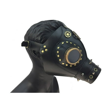 KBW Adult Unisex Steampunk Dr Plague Black Leather Mask, Vintage Victorian Style Retro Punk Rustic Gothic Motorcycle Pilot Aviator Eyewear Headgear Costume Accessories Novelty Costume