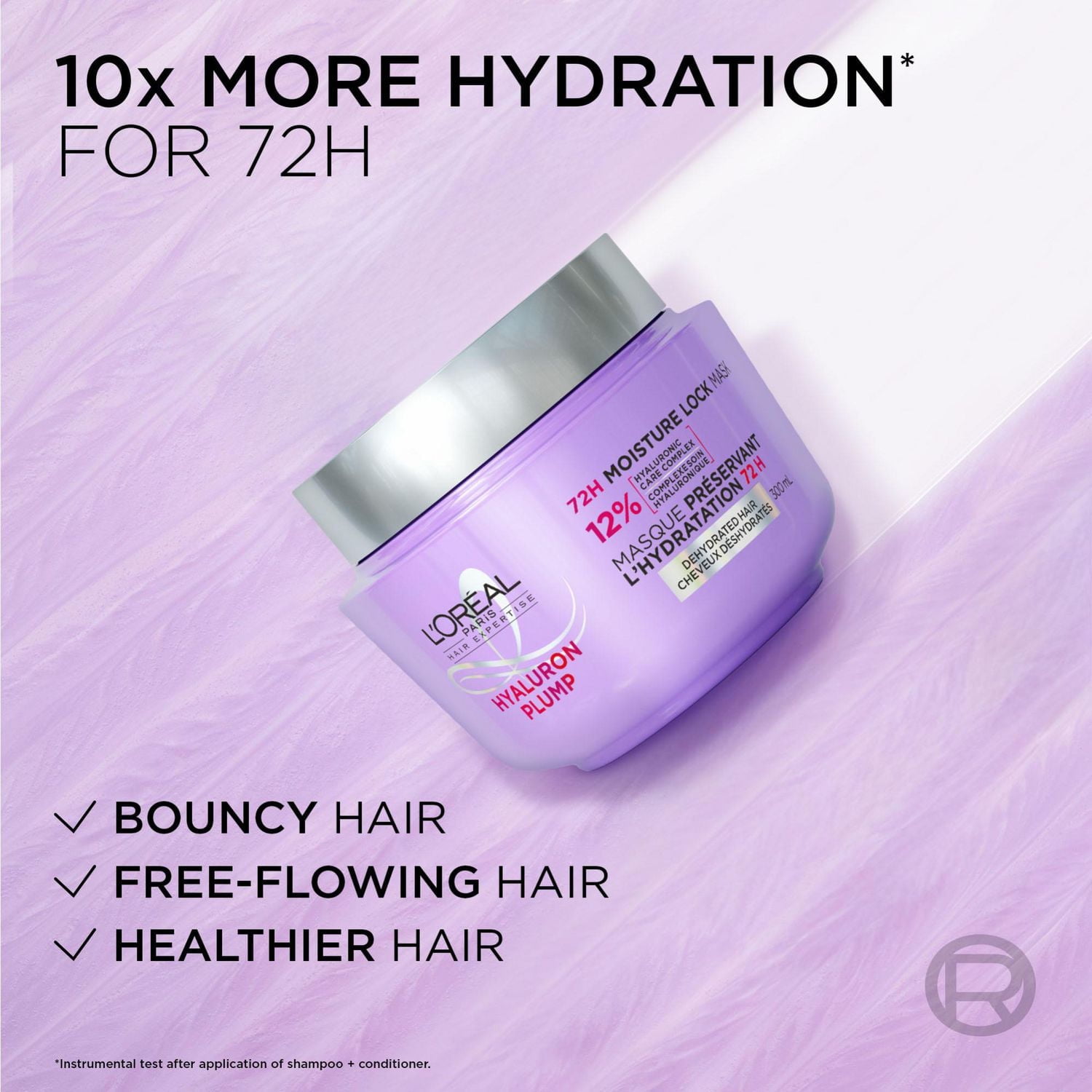 L'Oréal Paris Hyaluron Plump 72H Moisture Lock Hair Mask, Hair treatment for dehydrated hair