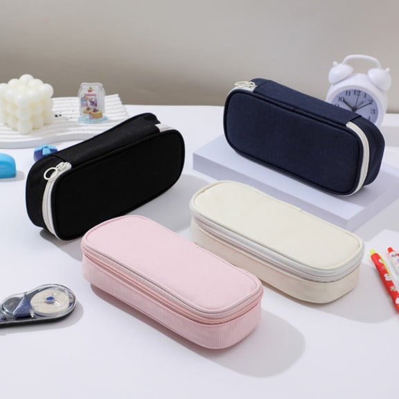Pen Bag Organizer, Multi-compartment Oxford Cloth Stationery Storage Case for Students, Large Capacity Pencil Pouch with Zipper for Makeup Brushes and Small Tools, Topliu