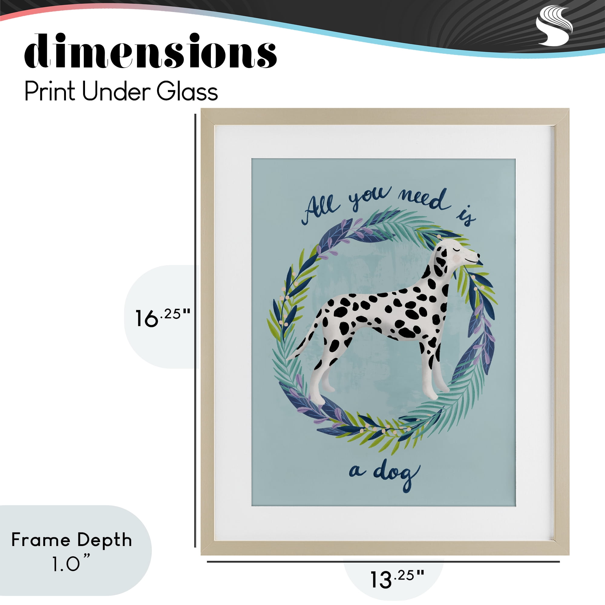 Stupell Industries All You Need Is A Dog Birch Framed Print Under Glass, design by Metka Hiti