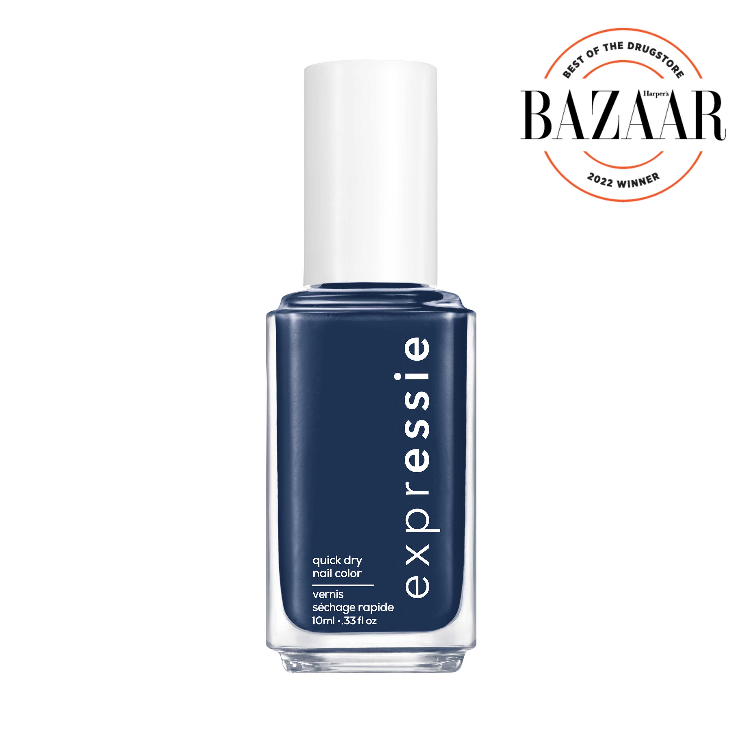 essie expressie quick dry nail polish, 8-free vegan, navy blue, Left On Shred, 0.33 fl oz