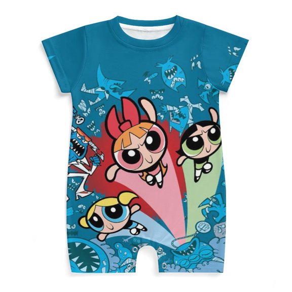 The Powerpuff Girls Baby Romper Short Sleeve Bodysuits Soft Rompers Summer Clothes One-Piece Jumpsuits Outfits 0-3M