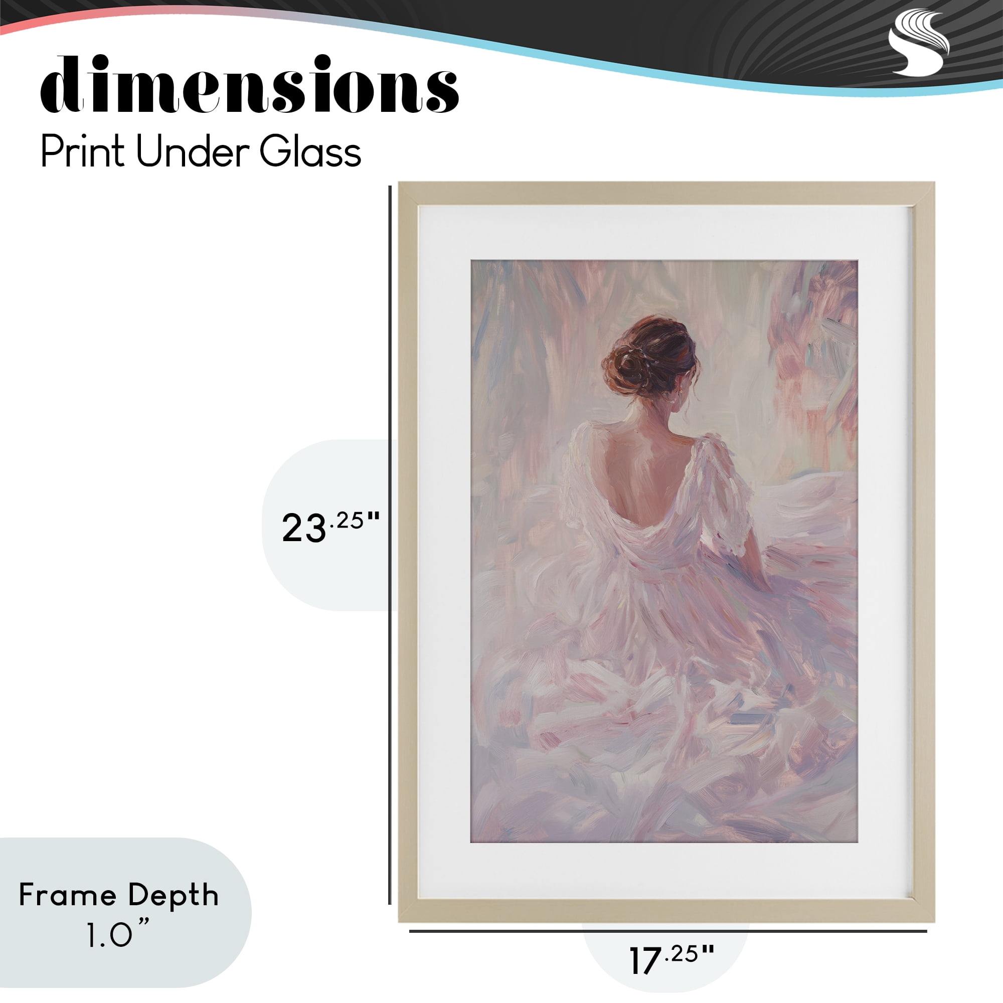 Stupell Industries Graceful Woman in Blush Gown Birch Framed Print Under Glass, design by Petal Prints Design