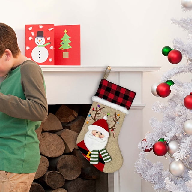 Bolsas de regalo para medias navideñas, árbol de Navidad colgante, Papá Noel colgante para chimenea