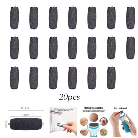 20 Extra Coarse Replacement Roller Refill Heads Compatible with Amope Perfect Electronic Foot File