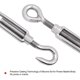 thumbnail image 3 of 4pcs Shade Sail Hardware, 304 Stainless Steel Turnbuckle Heavy Duty M10 Turnbuckle Hook and Eye Tent Rope Tensioner Adjustable Eye Hook Sun Shade Turnbuckle for Cables Wire, 3 of 5