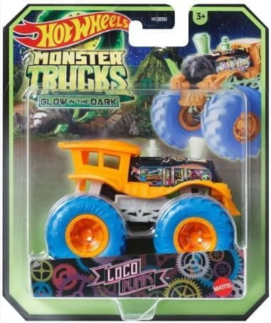 Hot Wheels Monster Trucks Glow in The Dark Collection, 5-Pack Set, Shark Wreck, Bigfoot, Bone Shaker, Scorpedo, Loco Punk