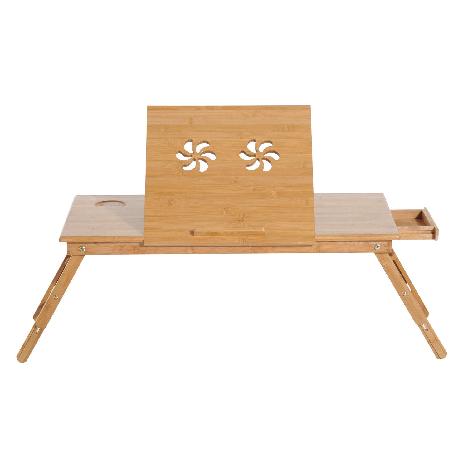 28/" Foldable Bamboo Laptop Stand Notebook PC Desk Table Stand Bed Tray Drawer