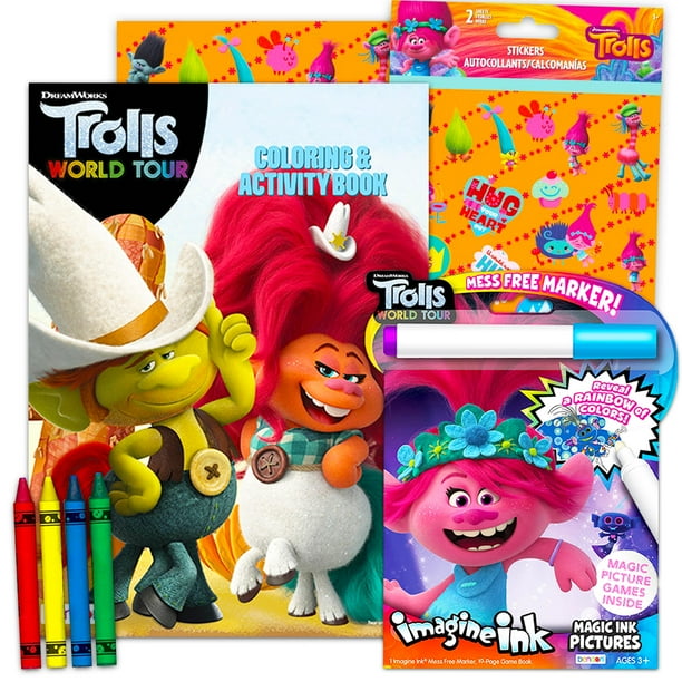 Set para colorear y actividades Trolls Imagine Ink con crayones