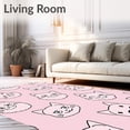thumbnail image 2 of ODIKA 8'x10' Machine Washable Non-Slip Area Rug, Charming Kitty Whisker Doodle Sketch Design High Traffic Rug, Pink, 719077, 2 of 7
