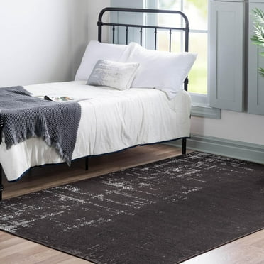 Rugs.Com Valencia Collection Area Rug – 5X8 Charcoal Low Rug Perfect For Bedrooms, Dining Rooms, Living Rooms