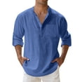 thumbnail image 1 of Mens Spring Loose Stand Collar Solid Color Pocket Long Sleeve Pullover Shirt, 1 of 5
