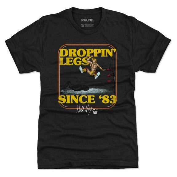 Men's 500 Level Heather Black Hulk Hogan Droppin' Legs Since '83 Tri-Blend T-Shirt