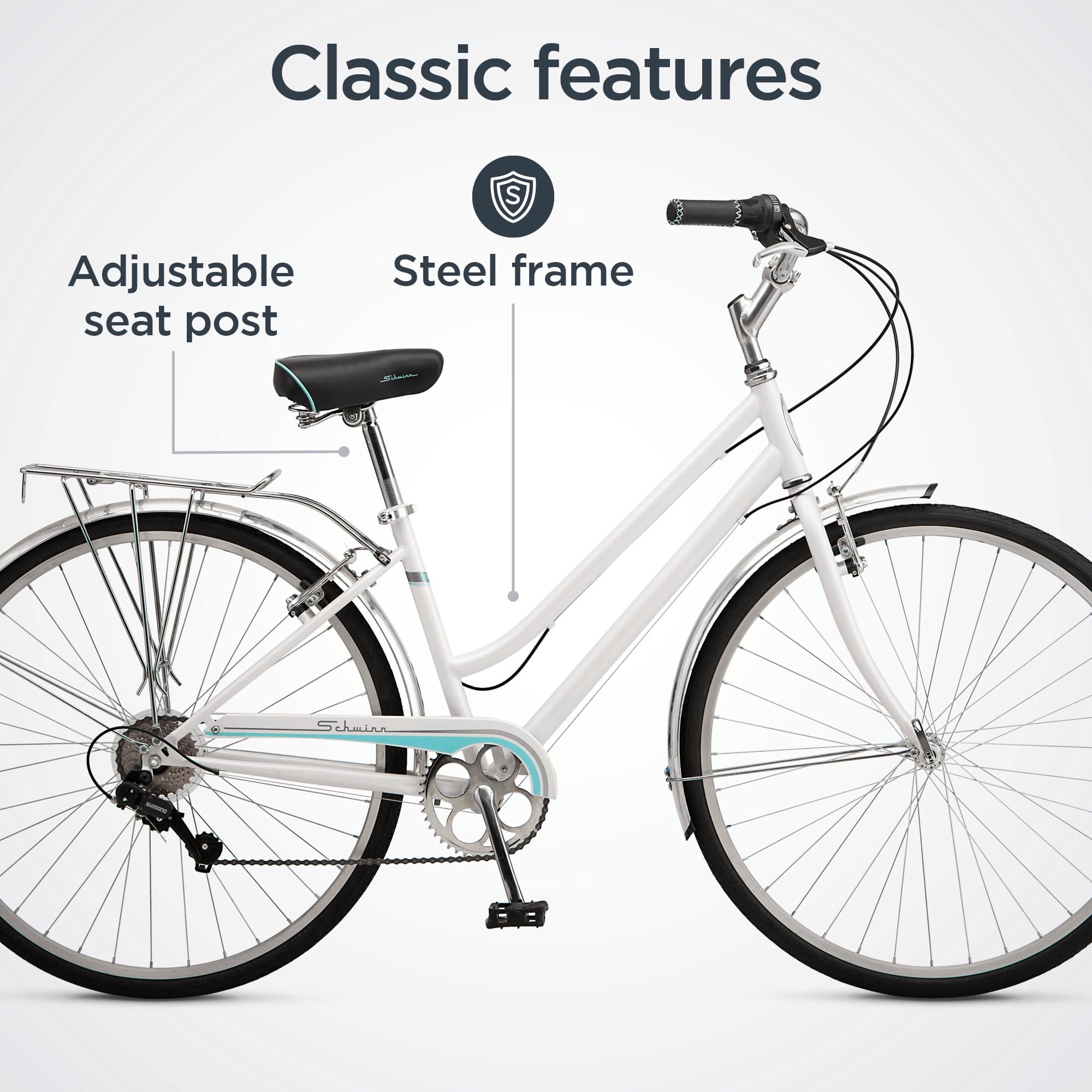 Schwinn Wayfarer 7 Hybrid Bike, 700c Wheel, Ages 14+, White