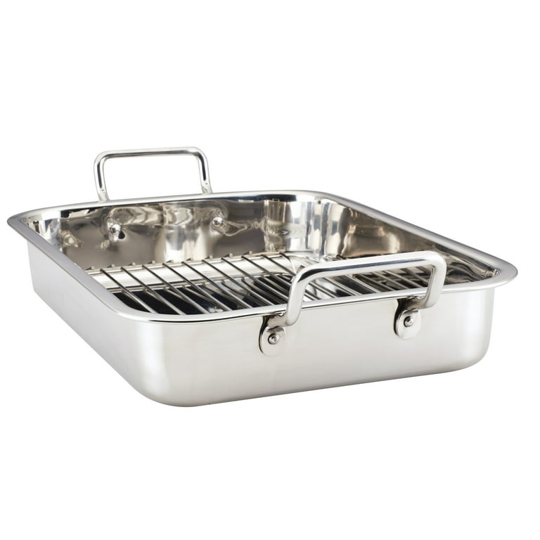 Farberware Classic Traditions Stainless Steel Roaster/Roasting Pan with  Rack, 17 Inch x 12.25 Inch