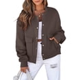 thumbnail image 3 of Chaqueta de Mujer para Otoño/Invierno, Larga, Cuello Alto, con Bolsillo Lateral. Marrón Oscuro S, 3 of 8