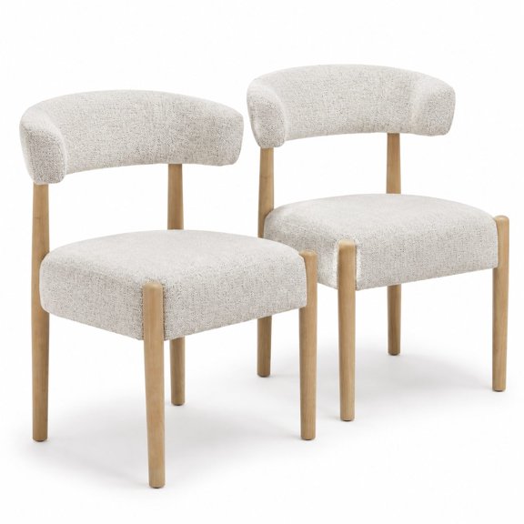 2-Piece Wooden Dining Chair Set with Rubberwood Legs and Curved Backrest