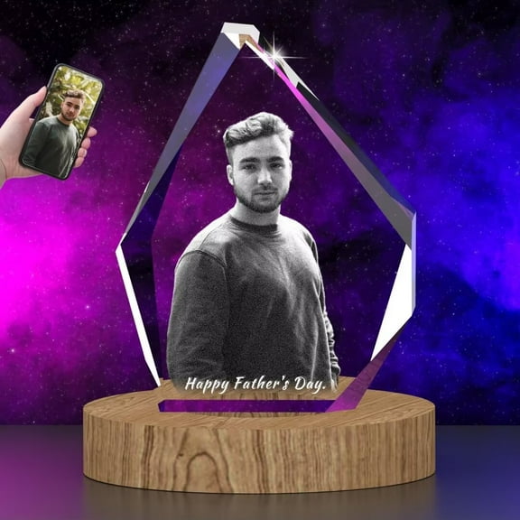 AISENIN Crystal Photo Customized Gifts for Fathers Day gift Husband Great Personalized Gift With Your Own Photo, Custom Dad Birthday 4D Picture
