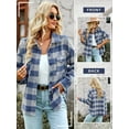 thumbnail image 7 of Xuanfei Women Plaid Lapel Collar Button Down Long Sleeve Top, 7 of 7