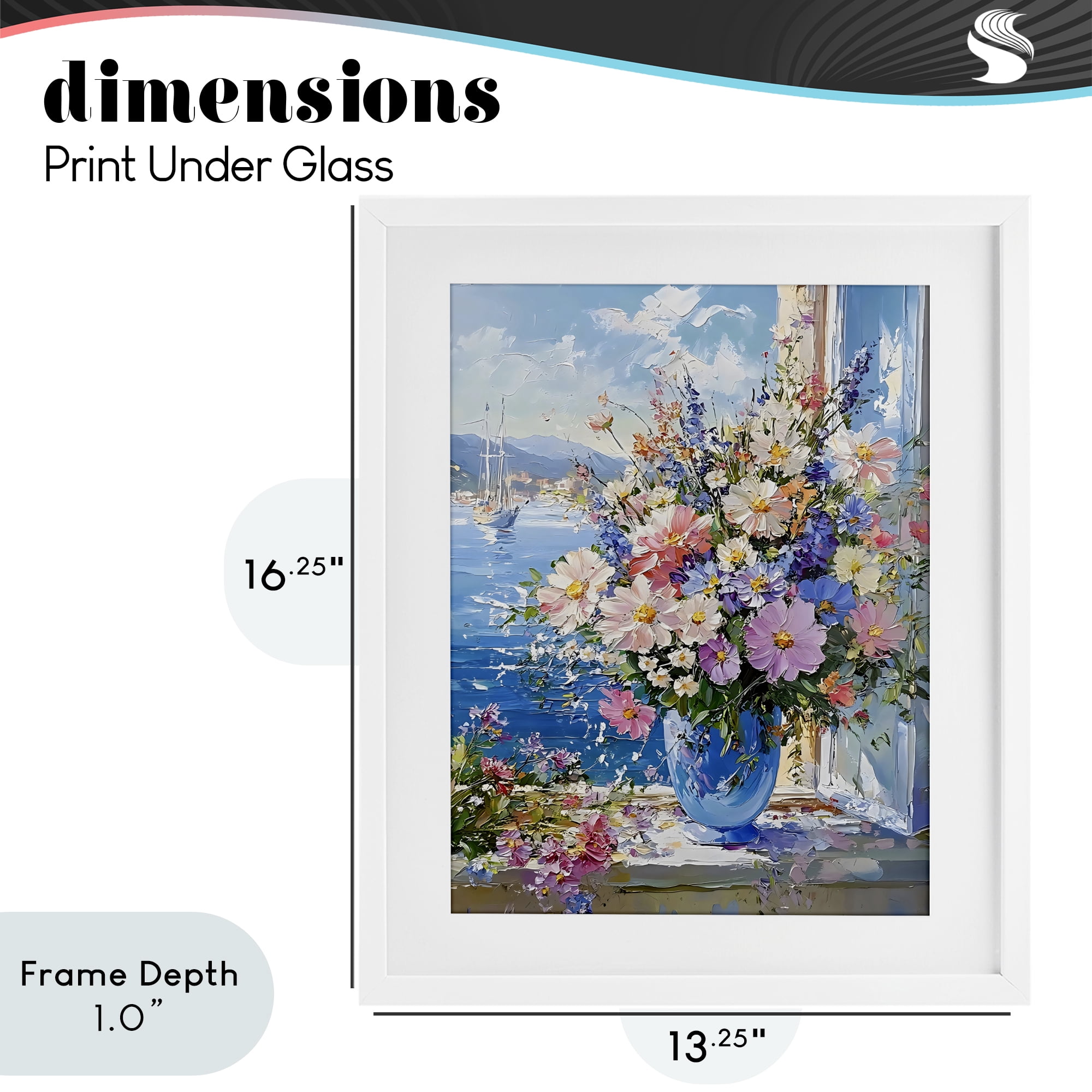 Stupell Industries Beautiful Bouquet on Ledge White Framed Print Under Glass, design by Creative Studio
