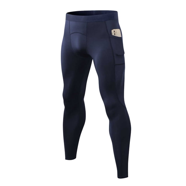 Pantalones deportivos para hombre con cintura elástica y bolsillos laterales - Secado rápido y transpirable - Color azul marino - Tallas europeas S-2XL