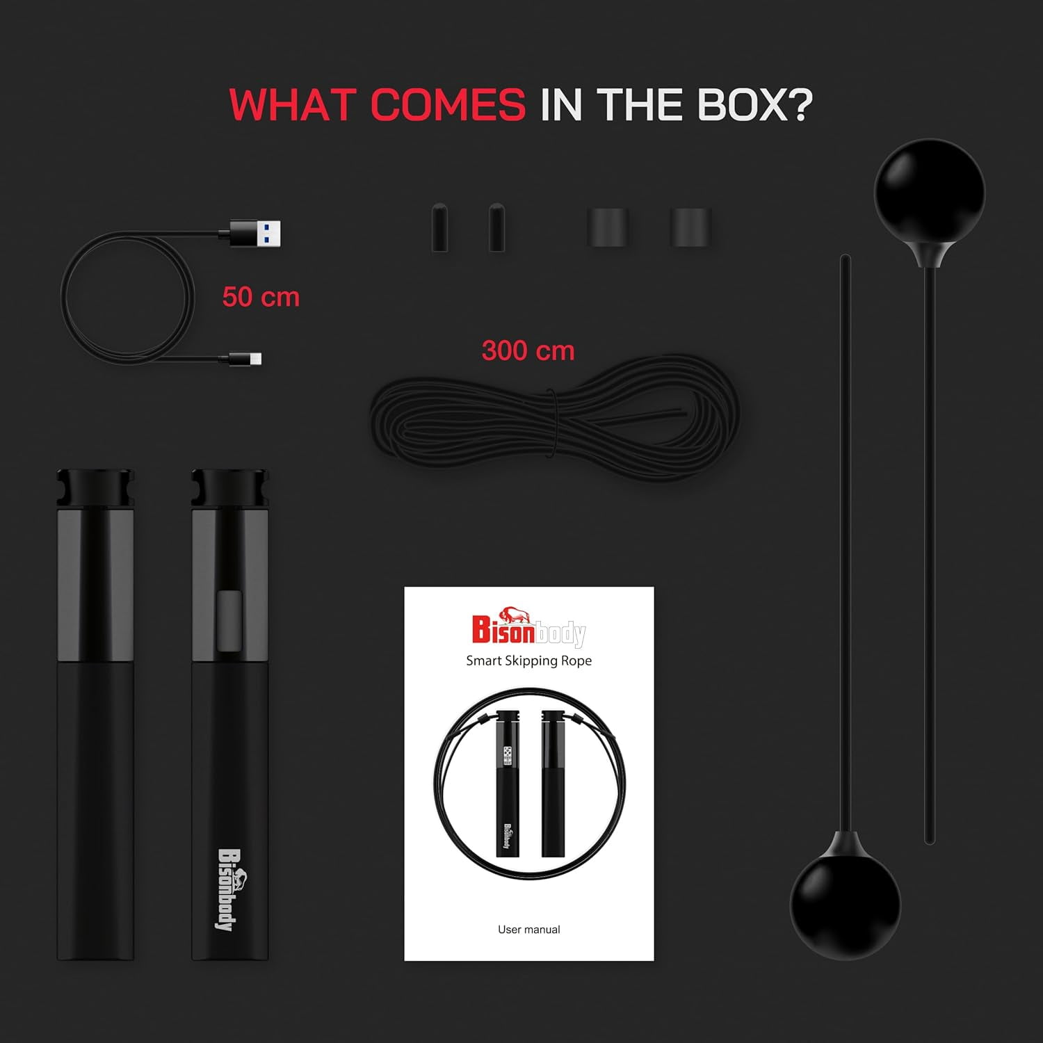 Bisonbody Smart Jump Rope Fitness Skipping Rope with App â 2 Function Modes â Classic 3m Rope & Ropeless Shortballs â Bluetooth Skipping Rope with Fitdays+ App for Seamless Progress Tracking