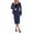 Dark Blue, variant on Women’S 2-Piece Business Casual Outfit Set, Long Sleeve Open Front Blazer Cardigan With High Waist Pencil Midi Skirt, Soft Wrinkle-Resistant Polyester Fabric, 2pcs, Sizes S M L XL XXL