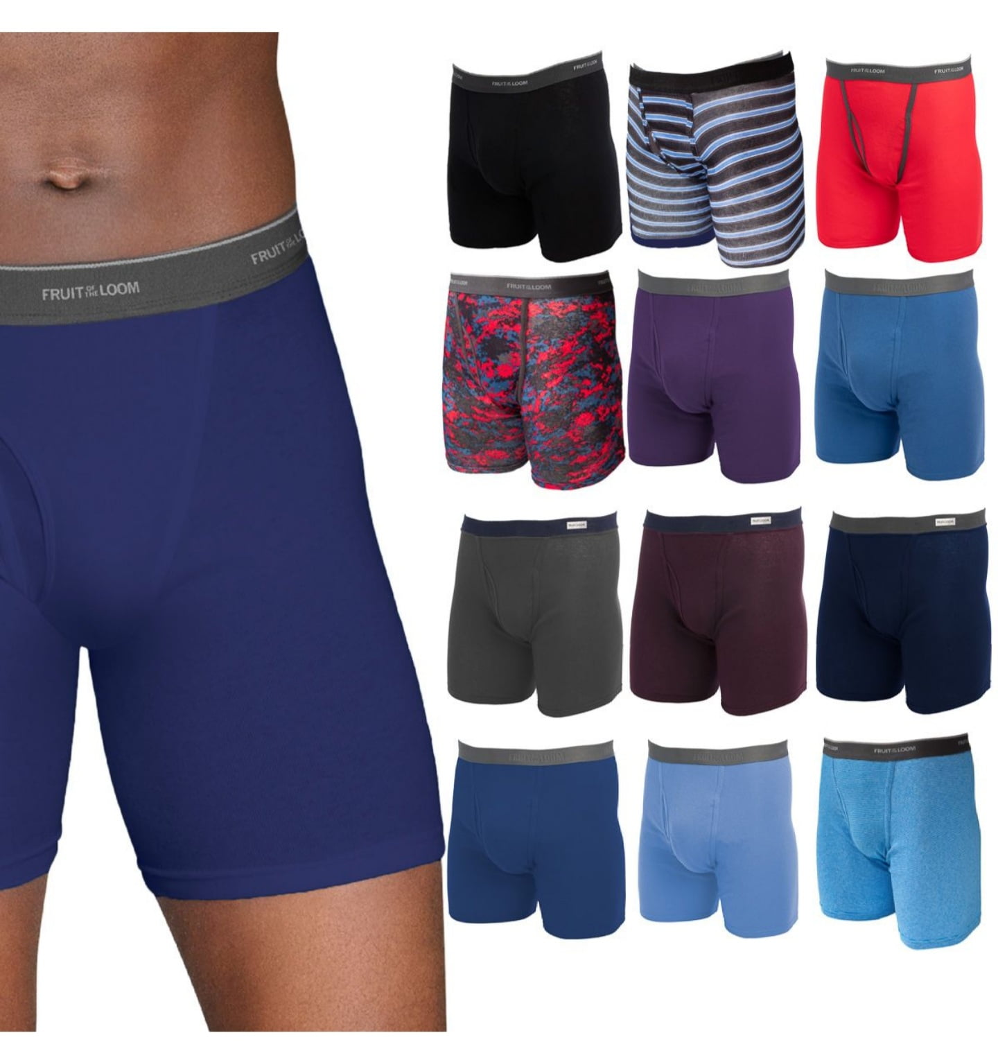 Fruit of the Loom Mens Tag-Free Boxer Shorts Knit & Woven