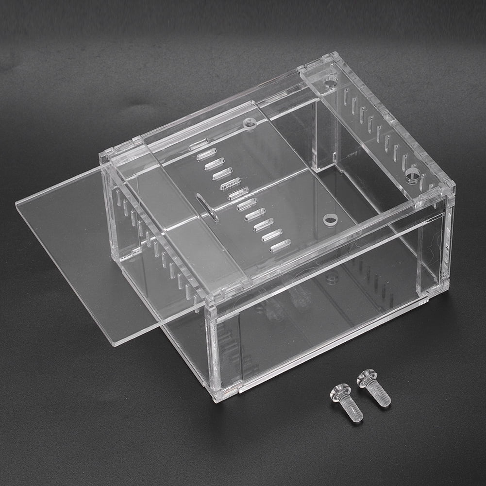 Riousery Acrylic Transparent Reptile Insect Tank Breeding Box Pets Snakes Turtles Terrarium Enclosure Habitat, Durable Clear Container for Small Animals, 5.51 inches / 14 cm Length