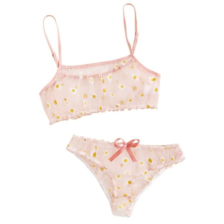 

TFDZ Womens Shapewear Tummy Control Shapewear For Women 2PCS Floral Sexy Women Temptation Babydoll Lingerie Underpants Underwear Set Pink