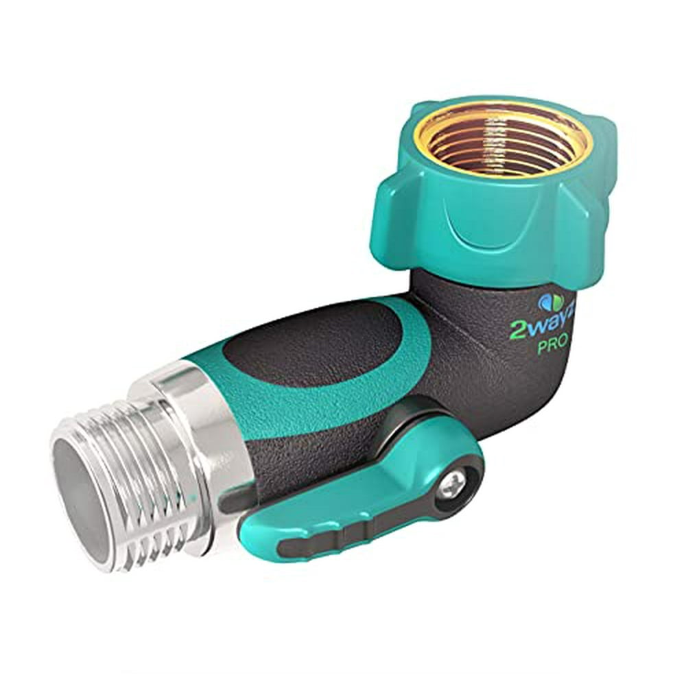 2wayz 90 Degree Garden Hose Elbow with Shut Off Valve. Upgraded 2019