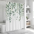 thumbnail image 5 of Eucalyptus Leaf Sage Green Shower Curtain Set - Extra Long 72" x 96" Washable Bathtub Curtain with 12 Hooks, Spring Weeping Leaves Botanical Waterproof Fabric Shower Curtains for Bathroom/Bathtub, 5 of 6