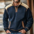 thumbnail image 4 of Yiaimeir Men Fleece Pullover Quarter Zip Stand Collar Warm Sherpa Lined Sweatshirt with Pockets for Outdoor Casual Wear, 4 of 5