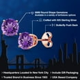 thumbnail image 2 of Gem Stone King 18K Rose Gold Plated Silver Purple Amethyst Stud Earrings for Women Men (2.00 Cttw, Gemstone February Birthstone, Round 6MM), 2 of 6