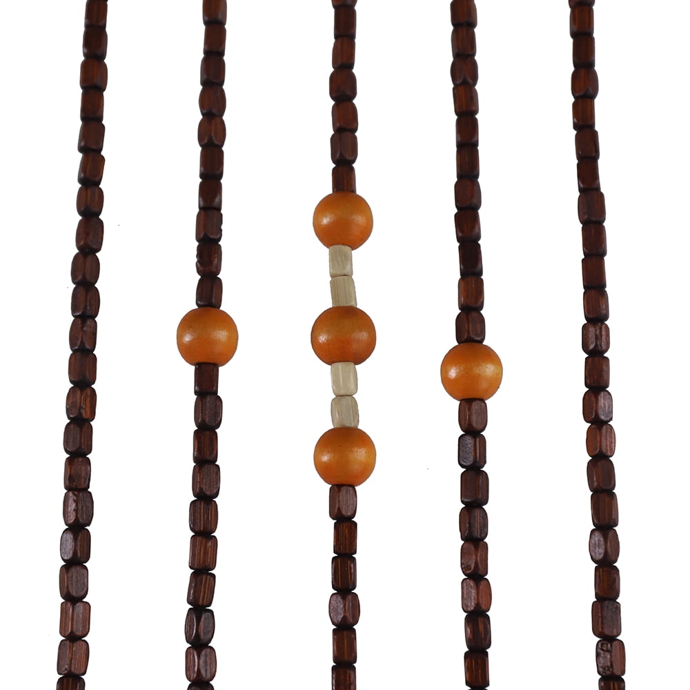 Retro Wooden Door Curtain, Natural Bamboo Beaded String Hanging Doorway Divider 35*82"  Brown Sheer Curtain for Door Window