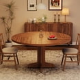 thumbnail image 2 of GloryStar 47" Round Dining Table for 4, Rustic Walnut Kitchen & Dining Room Table with Wooden Base, Heavy-Duty Metal Frame, Multifunctional Circle Table (Without Chairs), 2 of 6