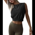 thumbnail image 2 of Camiseta Deportiva Corta para Mujer, , Sin Mangas, para Yoga, Correr, Gimnasio, Algodón, Color Negro, Talla S, 2 of 7