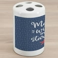 thumbnail image 1 of Saying Ceramic Toothbrush Holder, Nautical Themed Make a Wish upon a Starfish Text, Decorative Versatile Countertop for Bathroom, 4.5" X 2.7", Dark Sky Blue Slate Blue, 1 of 4