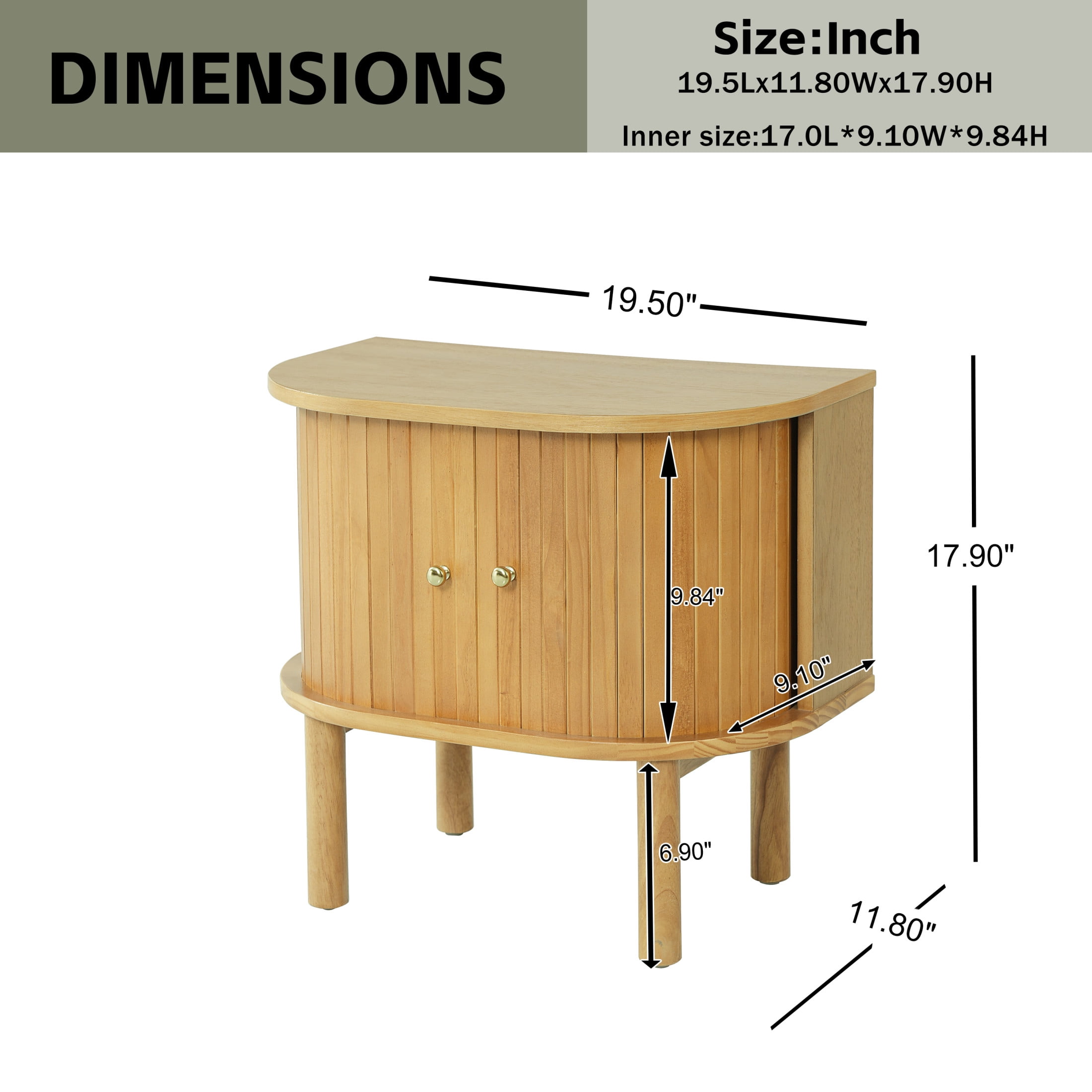 Christopher Knight Home Boho Semi-Cylindrical Nightstand with Sliding Doors, Storage Bedside Table, Natural