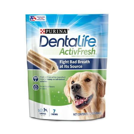 Purina DentaLife Large Breed Dog Dental Chews, ActivFresh Daily Oral Care Large Chews - 7 ct. (Best Oral Care For Dogs)