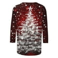 thumbnail image 5 of LEKWK Womens Christmas Tunic Xmas Tree Crew Neck 3/4 Sleeve Tops Red Holiday Tops for Women Casual Religious Christmas Shirts for Women, 5 of 5