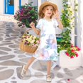 thumbnail image 4 of FORMRS Girls Short Sleeve Dress Summer Casual Round Neck A-line Beach Sundress, Sizes 2T-8T, Pastel Flower Pattern, 4 of 8