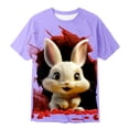 thumbnail image 3 of Adeawade Boys Easter Crew Neck T Shirt Short Sleeve Tee Bunny Graphic Print Blouse Trend Boy Summer Clothing Purple 1-2 Years, 3 of 3