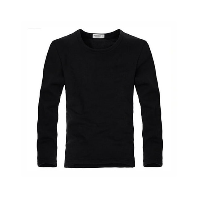 Sonducket Top básico para hombre, ropa interior cálida de manga larga con cuello redondo, Base para clima frío, ropa de Color sólido, Jersey, Camisetas METRO Negro Tipo 2