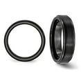 thumbnail image 4 of Mens Black Ceramic 6mm Ridged Edge Wedding Band Ring, 4 of 4