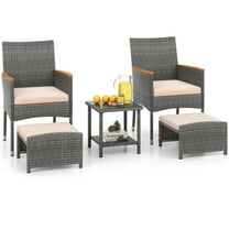 Kepooman Outdoor Conversation Sets,Patio Furniture Sets,5 Pieces Patio Conversation Set with Soft Cushions and Ottomans-Beige