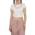 thumbnail image 2 of Yunliwuli Women Crop Basic T-Shirts Summer Bow/Fruit Print Short Sleeve Tops Casual Pullovers for Streetwear Aesthetic Clothes, 2 of 9