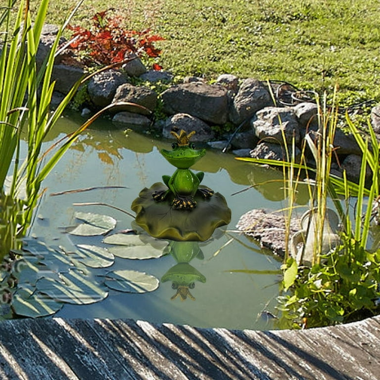 Water Floating Frog Ornament Figurine Statue Craft for Home Garden Pond  Decoration Photo Prop Gift Green