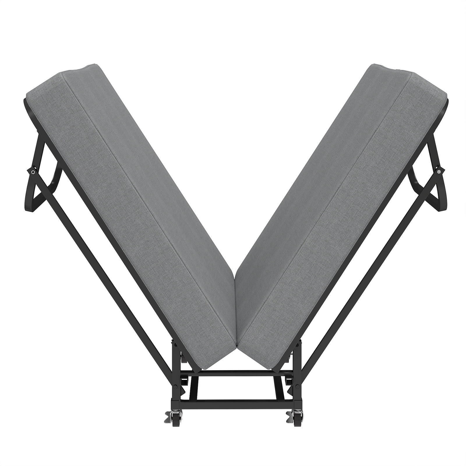 Folding Bed with Memory Foam Mattress, 75"x31", 450 LBS Capacity, Lockable Wheels, Compact Storage