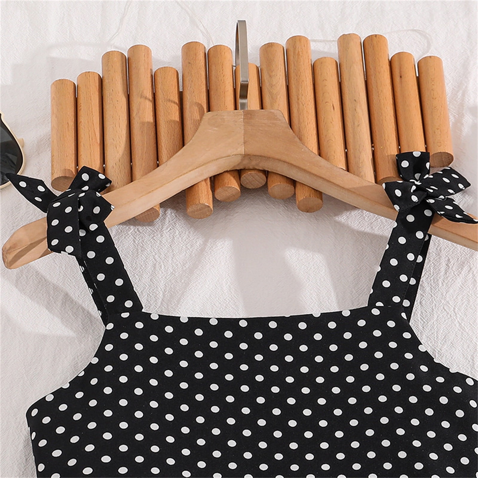 REDARER Girls Summer Outfit Polka Dot Bow Knot Sleeveless Tank Top High Waist Wide Leg Pants Set,7-8 Years